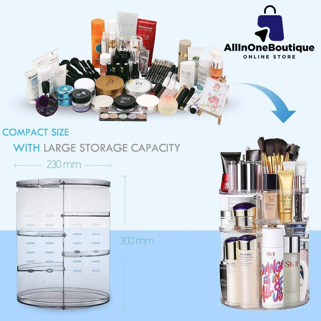 Makeup Organizer, 360 Degree Rotating Cosmetic Storage Organizer, 7-Layer Adjustable Makeup Display Case
